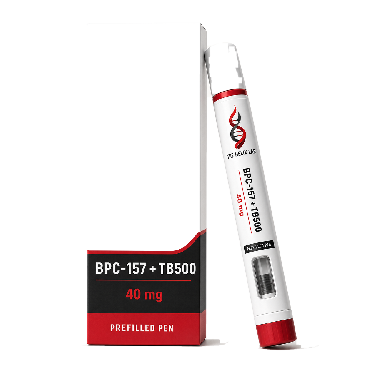 The Helix Lab BPC-157 plus TB500 40 mg prefilled pen and carton
